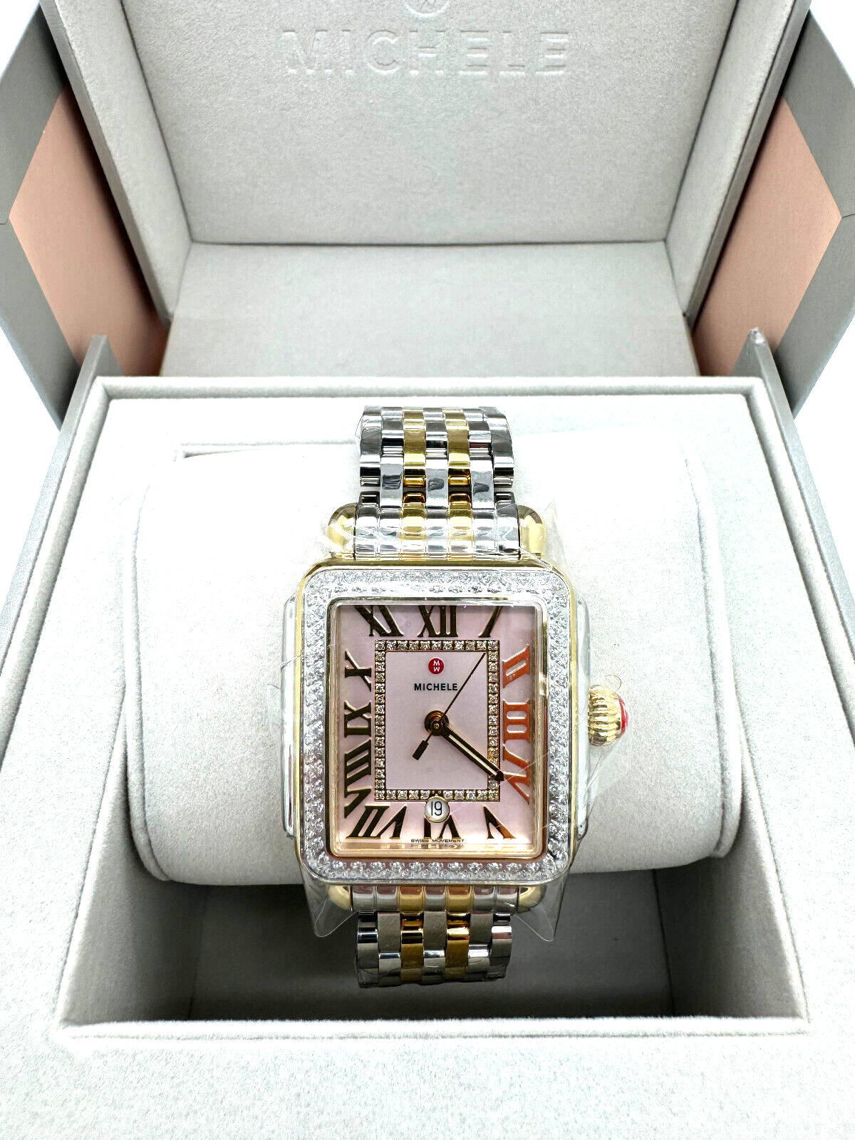Pre-owned Michele Deco Madison Two-tone 18k Gold-plated Diamond Watch Mww06t000266