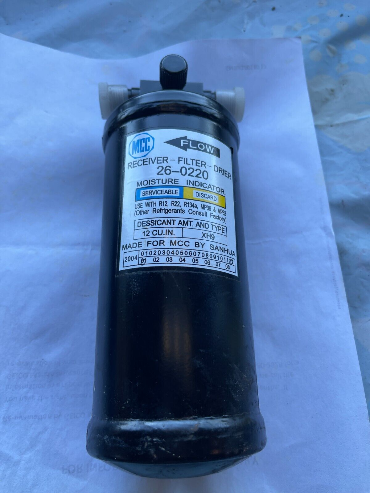 MCC 26-0220 Receiver-Filter-Dryer R12 R22 R134a MP39 MP52 MCC 26-0220 Receiver-Filter-Dryer R12 R22 R134a MP39 MP52
