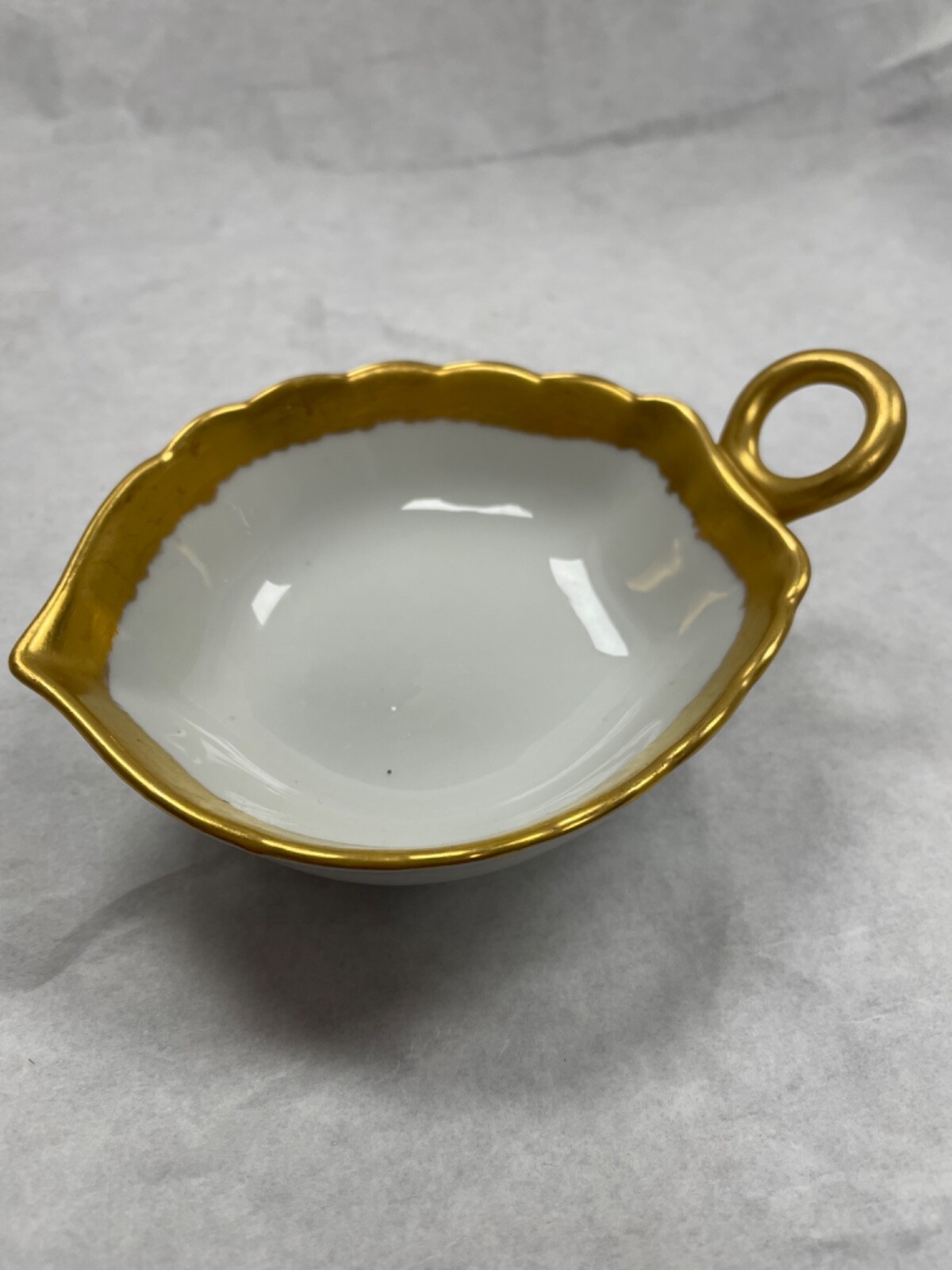 vintage gold rim bone china small bowl marked Alma1963 on