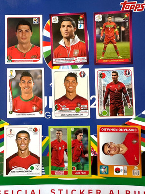 Lot 9 stickers- PANINI Cristiano RONALDO WC 2010 2014 2018 - EURO 2012 2016 2020