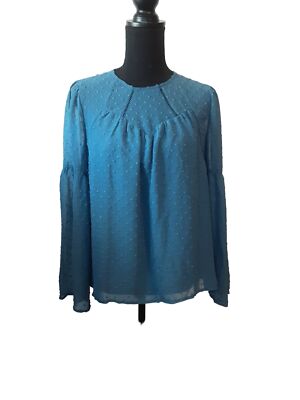 Francesca's Blue Rain Carrie Sweetheart Swiss Dot Blouse Size XS