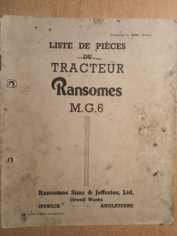 Ransomes Tracteur Mg6  : Catalogue PièCes De Rechange 16252e