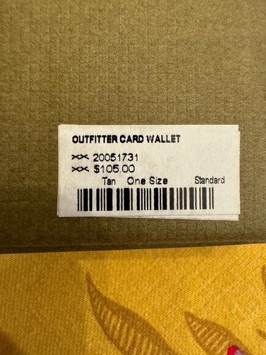 New! $105 Filson Outfitter Card Wallet. Leather & Tan Rugged Twill. Made in USA