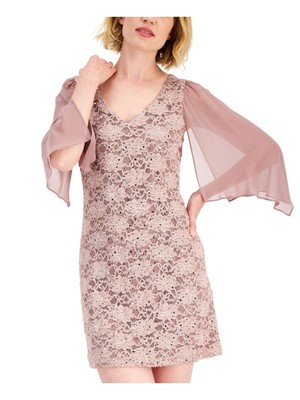 

CONNECTED APPAREL Женский розовый пуловер с рукавами 3/4 Мини-платье-футляр Petites