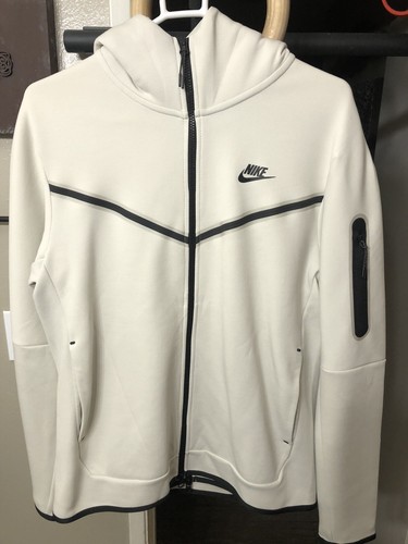 Pre-owned Nike Sportswear Tech Fleece Hoodie Light Bone/black Men Sz M Cu4489-072 Rare In White