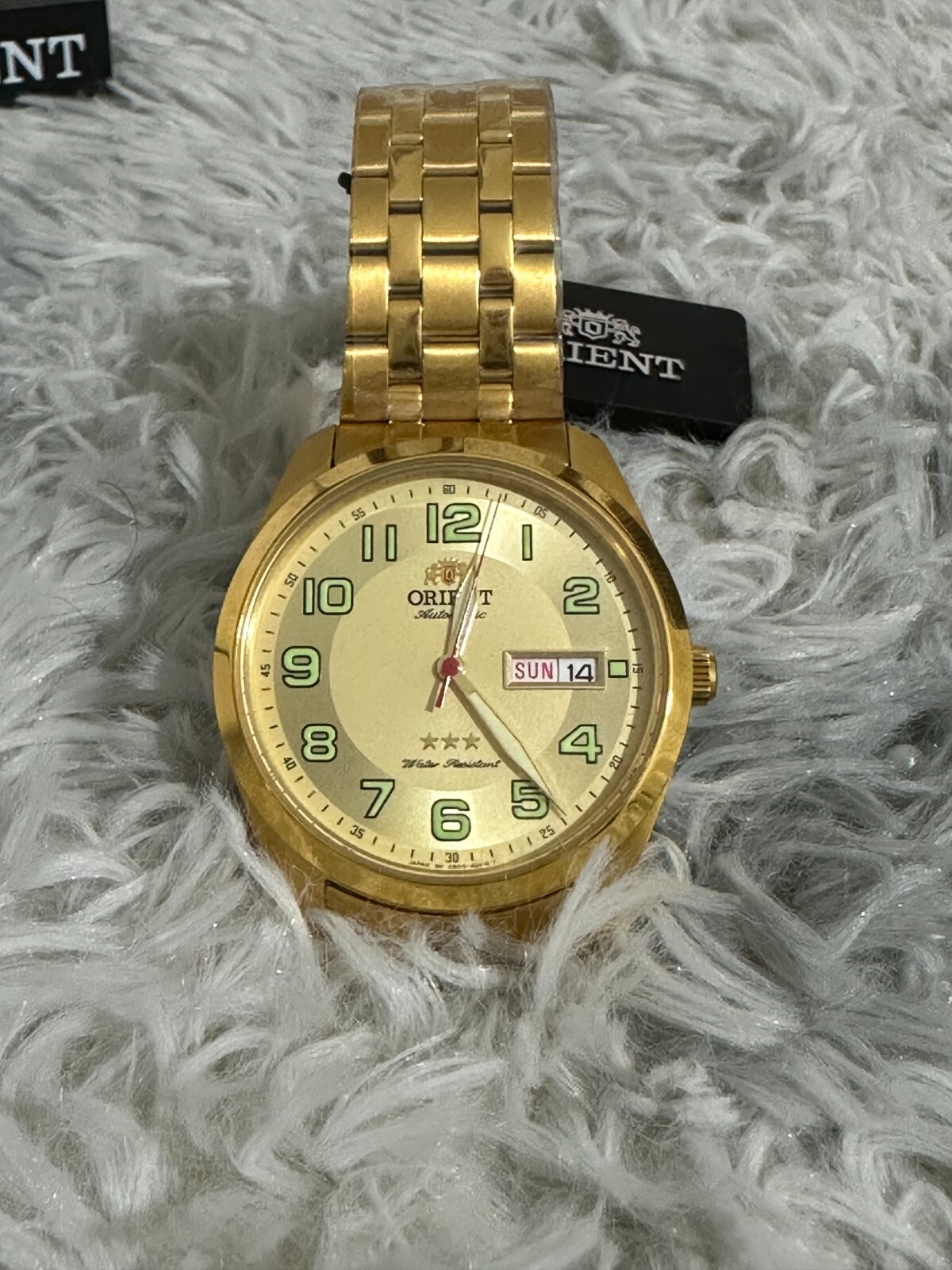 Pre-owned Orient Rare  3 Stars Automatic Luminous Hands Sab0c005c Gold Dial Made In Japan