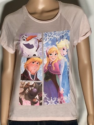 Disney Frozen Characters Anna Elsa Olaf Kristoff Sven Womens Juniors XS T-shirt