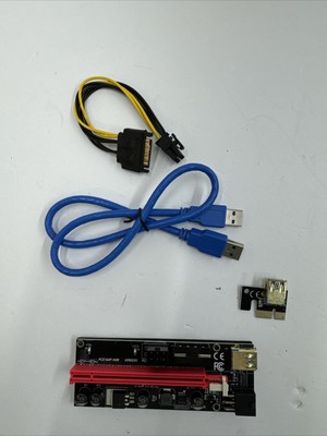 6PACK PCI-E 1x to 16x Powered USB3.0 GPU Riser Extender Adapter Card VER 009s 