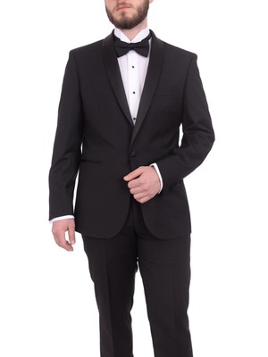 

Gino Vitale Slim Fit однотонный черный костюм-смокинг на одной пуговице с атласными лацканами с шалевыми лацканами