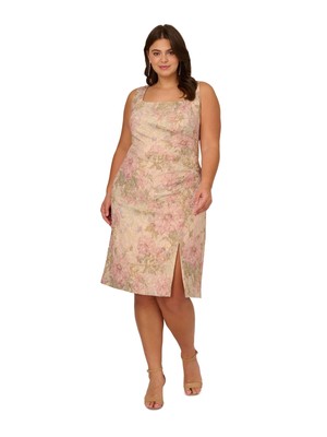 ADRIANNA PAPELL Womens Pink Lined Sleeveless Knee Length Sheath Dress Plus 20W