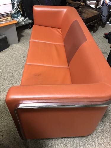 Haworth M-SIT MCM MODERN Leather Couch Sofa Harley Davidson Orange