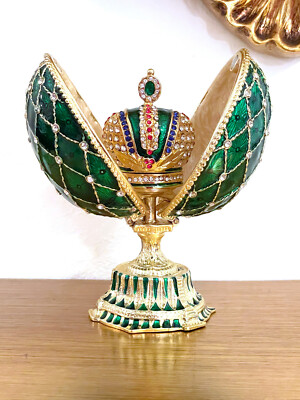 Imperial Collection Faberge Eggs Royal Easter Egg Trinket 24k GOLD Fabergé 5.1''