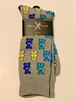 Marc Ecko Men's Dress Casual Novelty Crew Socks Gummy Bears Candy Light Gray