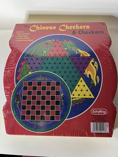 Schylling CHINESE CHECKERS & CHECKERS Games 2-In-1 Tin - 2008- New Sealed