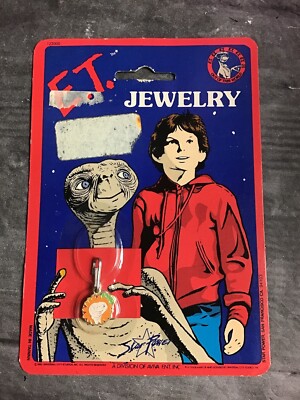 Vintage E.T Jewelry E.T W/flower Charm 1982 Universal Studios 