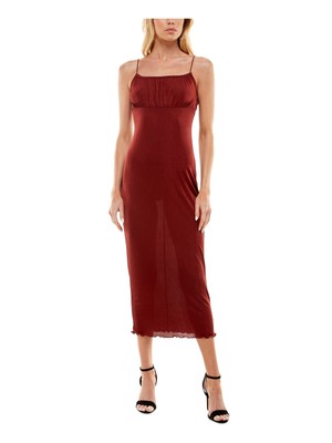 

ULTRA FLIRT Женское бордовое платье-комбинация миди в стиле ампир с пуловером для юниоров, Maroon