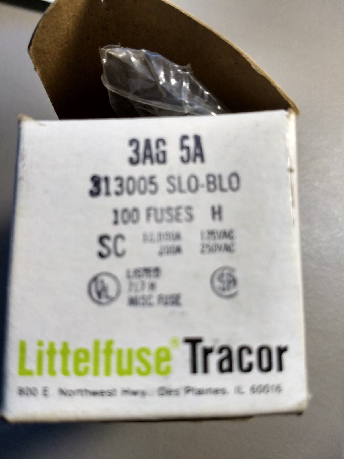 Littelfuse Tracor 3AG 5A Slow Blow Fuse. Price for 5 fuses.