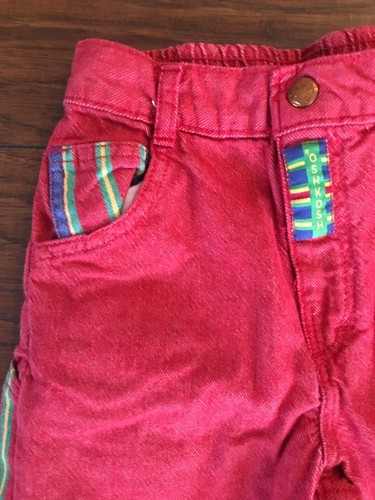 Vintage Retro Red Pants Oshkosh Sz 7 Big Baggy Rapper Color Blocking 1990s