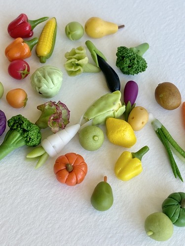 30 Pcs Set 1:12 clay Handmade miniature Dollhouse Mixed Vegetable Broccoli Corn