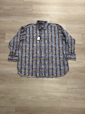 Luchiano Visconti Geometric Long Sleeve Button Up Casual Party Shirt NWT 3XLB
