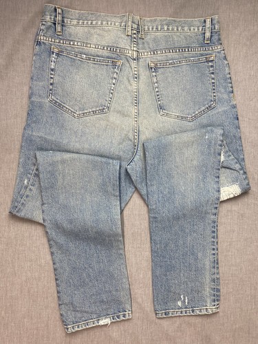 Pre-owned En Noir Exposed Knee Jeans Light Blue Denim Frayed Hem 36