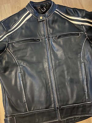 Lederjacke Bikers Gear Australia Retro Schwarz Cafe Racer Bikerjacke Größe 52