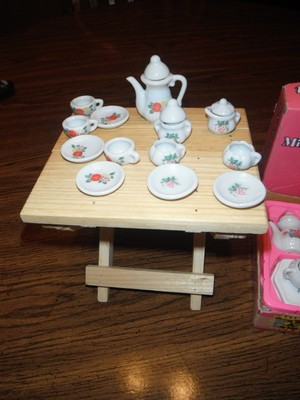 30 Pcs Toy Porcelain Tea Sets + Table Fruit Flowers