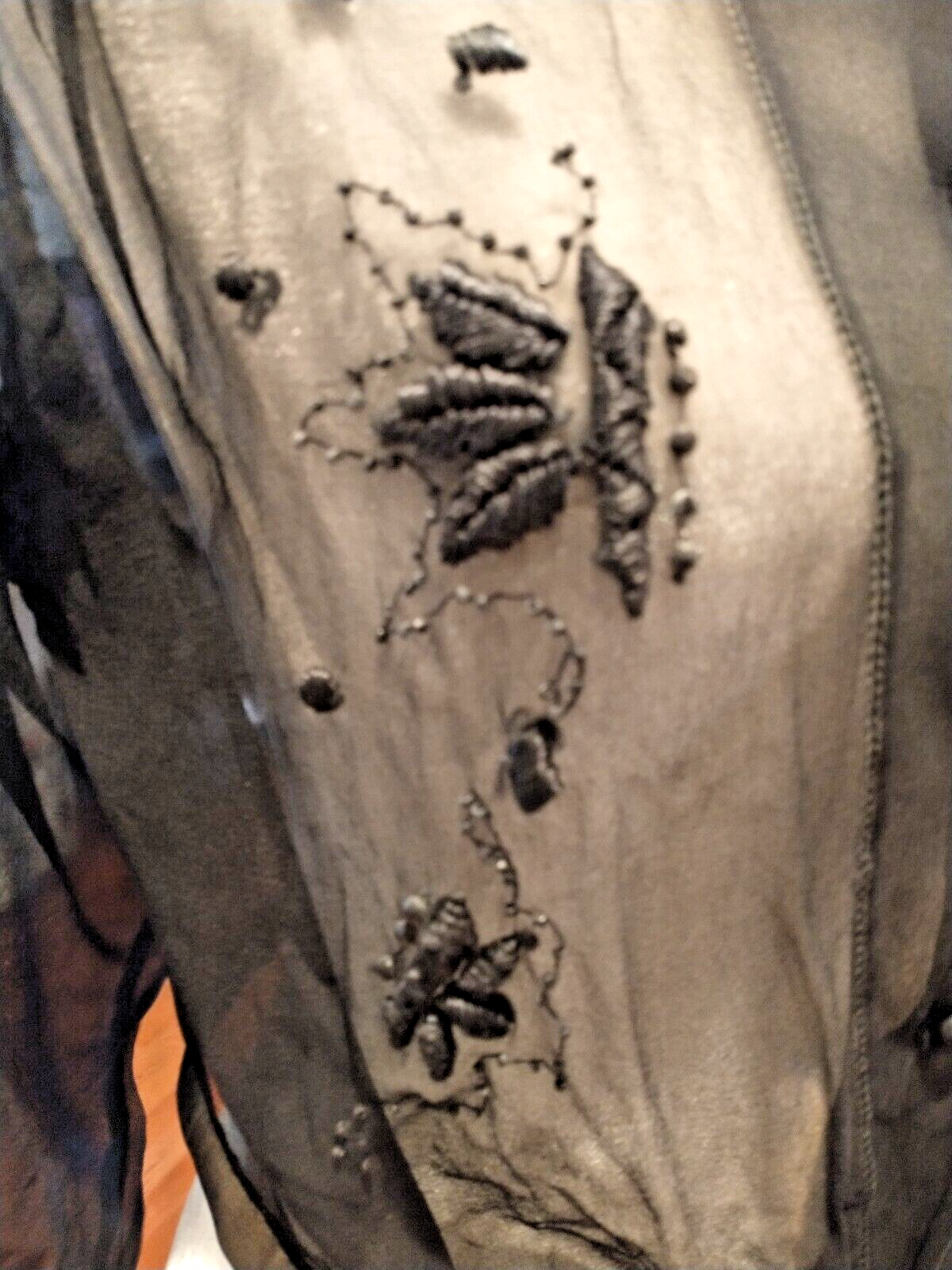 Antique Victorian Edwardian Black Chiffon Beaded & Embroidered Dress Blouse