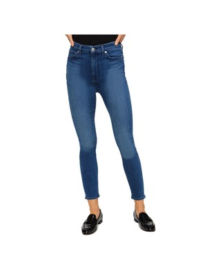 

7 FOR ALL MANKIND Женские темно-синие эластичные джинсы скинни до щиколотки со сверхвысокой талией, Navy, 7U011887