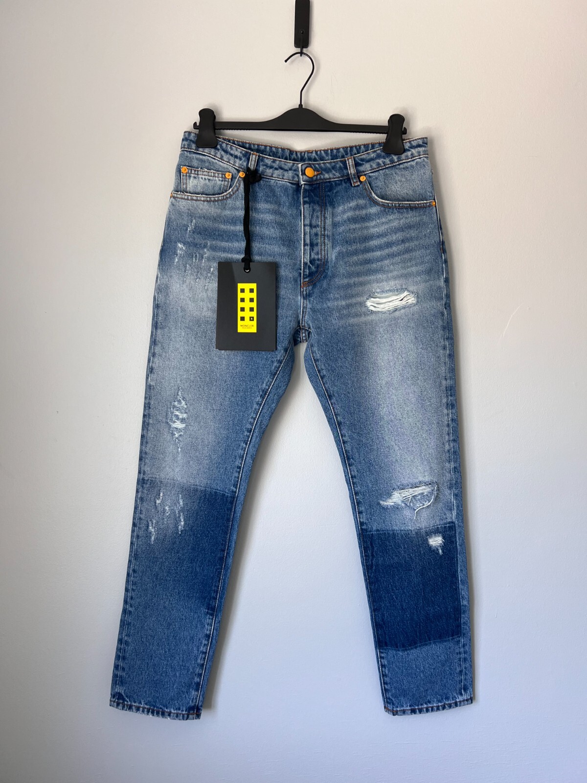 【関税&送料込】Palm Angels Paris Jeans Wide Palm Angels Distressed Wide Leg High-Rise Denim Jeans (Denim