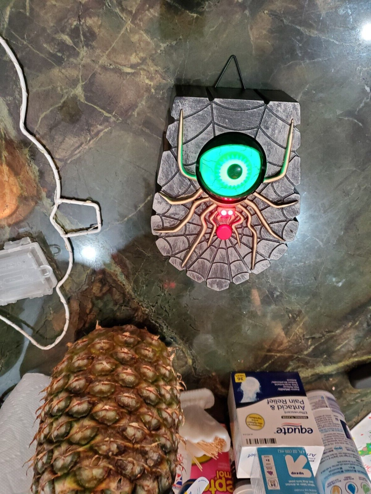 Animated Glowing Eyeball Spider Ringing Doorbell Spooky Sounds Halloween