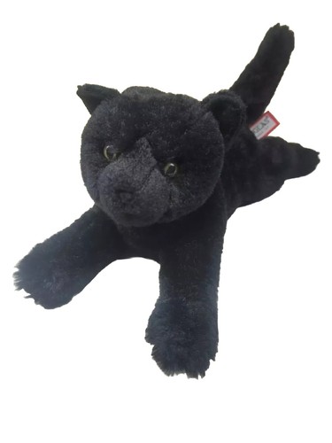 DOUGLAS Cuddle Toy Black Cat Green Eyes Laying Plush Stuffed Toy #4507  May 2019