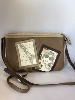 Brighton Canvas And Leather  Pouch Crossbody Tan Leather  NWT