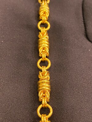 Pre-owned Jisha Stunning Dubai Handmade Unisex Link Bracelet In 916 Stamped 22karat Yellow Gold