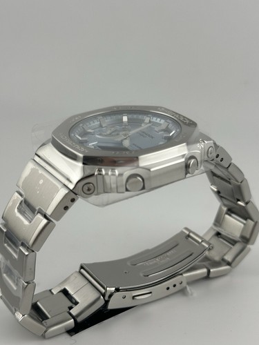 Pre-owned Casio G-shock Gm-2110d-2a Quartz Stainless Steel Blue Dial Watch In Box