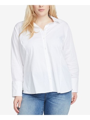 

RACHEL ROY Женский белый топ Hi-Lo с длинным рукавом и воротником размера плюс