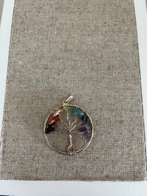 7 Chakra Gemstone Tree Of Life Circle Pendant