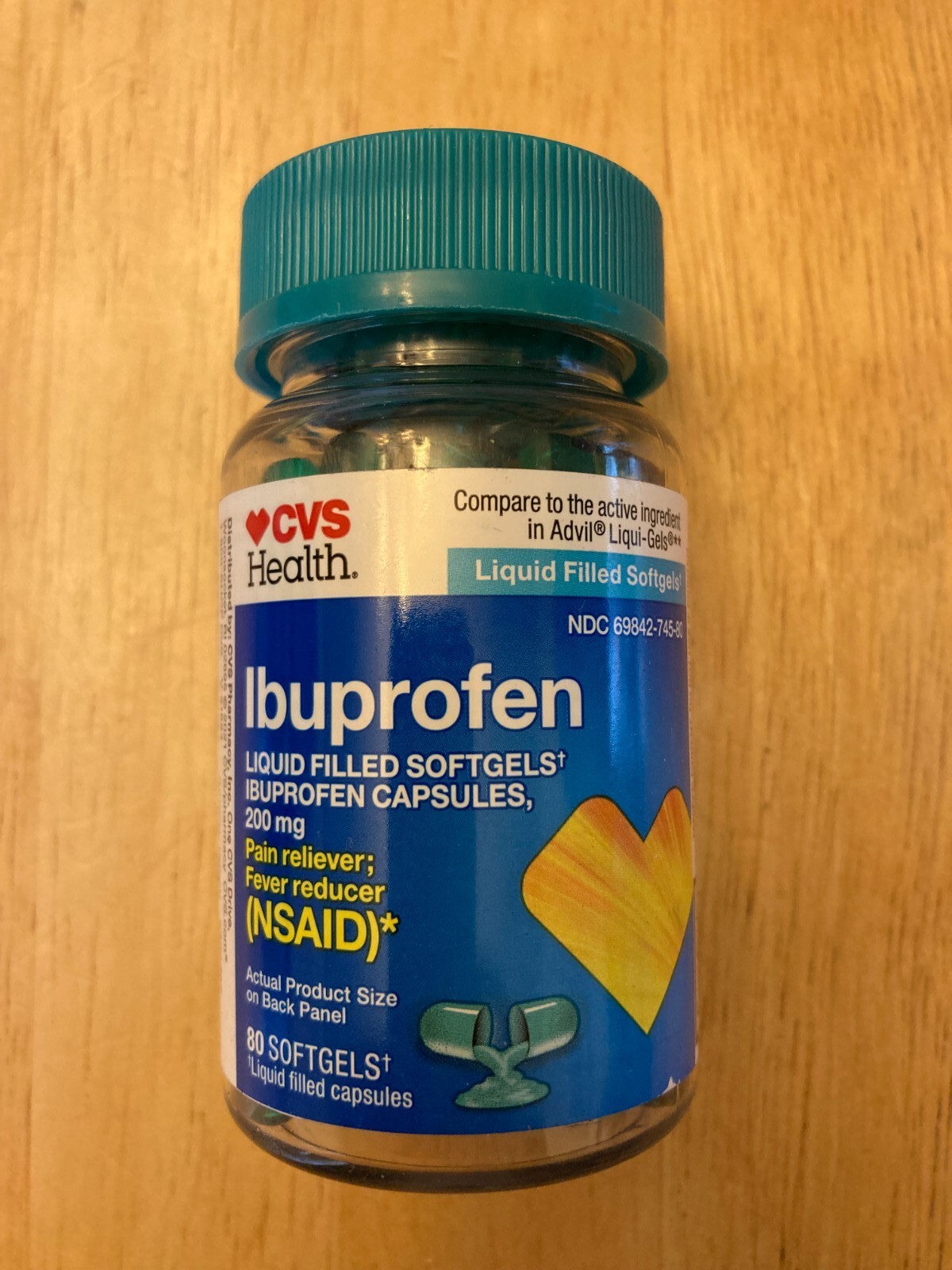 CVS Health Ibuprofen Liquid Filled Softgels 80 Ct 200mg NSAID/Fever EXP