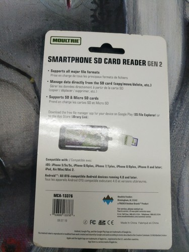 Moultrie Game Camera SD Card Smart Phone Reader GEN 2 iPhone Andoid, MCA-13376