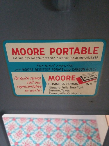 Vintage Moore Portable & Sales Recipt Register Forms & Carbon Rolls Mid Century
