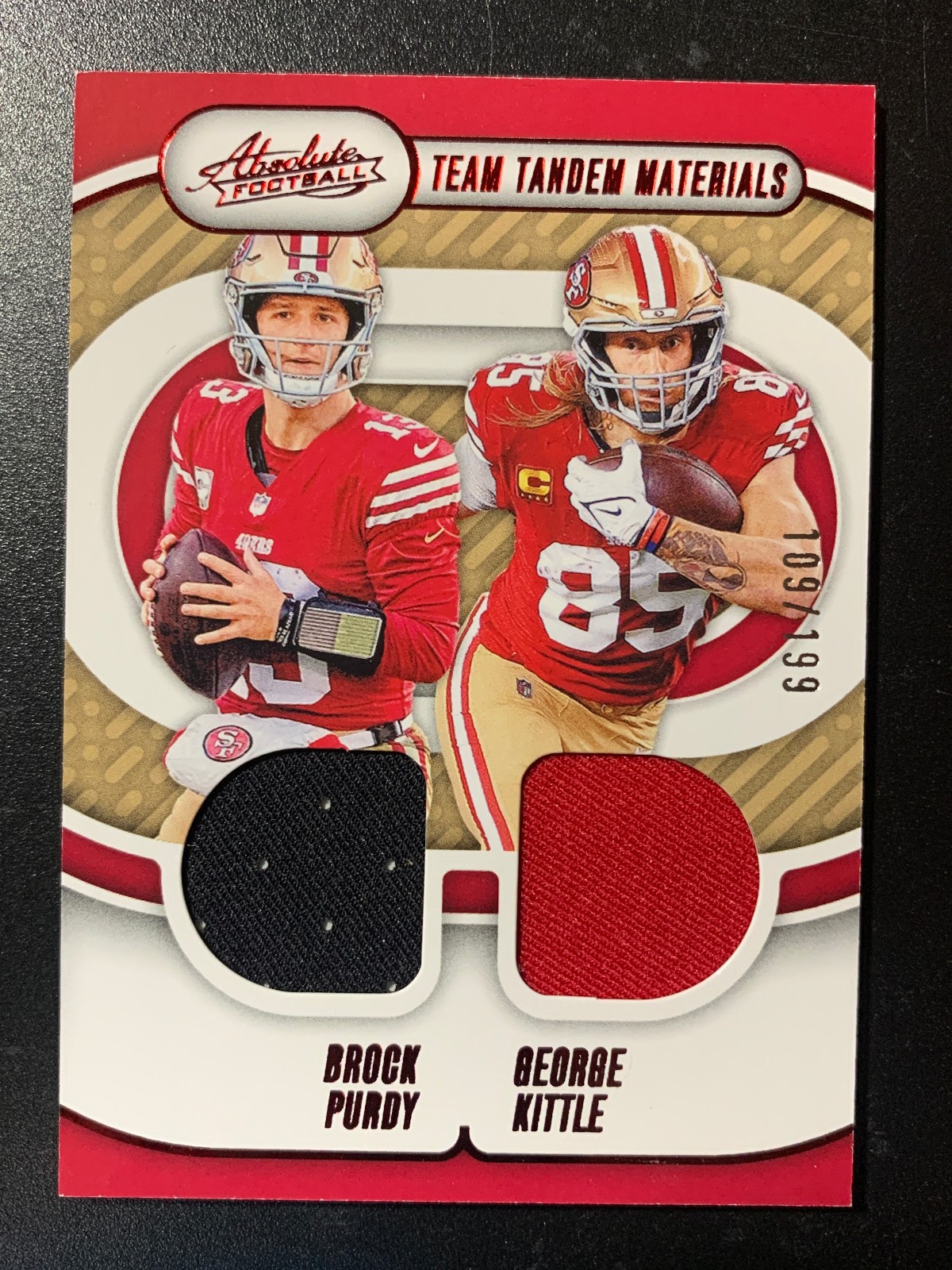 2024 Absolute Team Tandem Materials George Kittle, Brock Purdy  /199 Dual Jersey