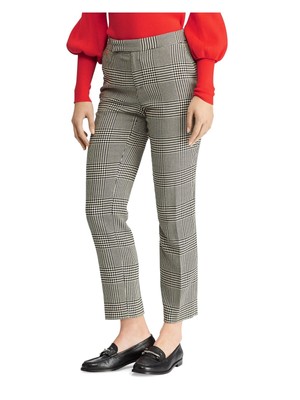 

Женские черные брюки с завышенной талией RALPH LAUREN до щиколотки Windowpane, Черный, 200711865001