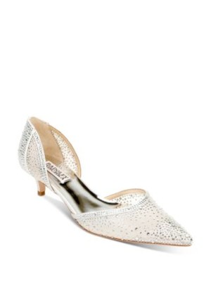 Женские туфли-лодочки без шнуровки на каблуке BADGLEY MISCHKA серебристого цвета D Orsay Madelyn Kitten 8