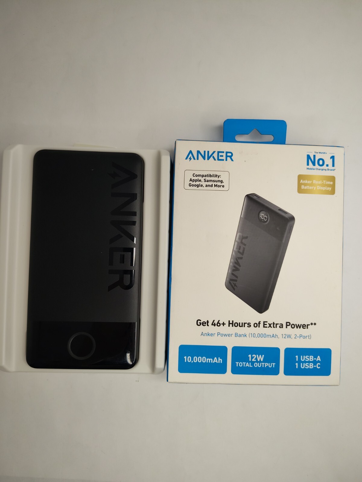 Anker - Power Bank (10000mAh, 12W, USB+USB-C Input/Output Anker - Power Bank (10000mAh, 12W, USB+USB-C Input/Output