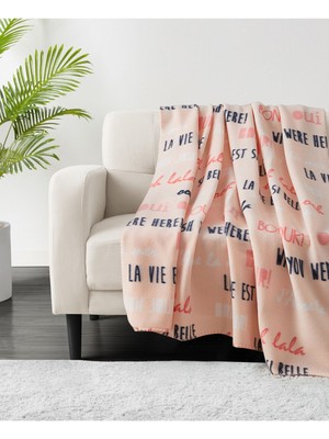 INFINITY HOME Pink Printed 50 X 60 Throw