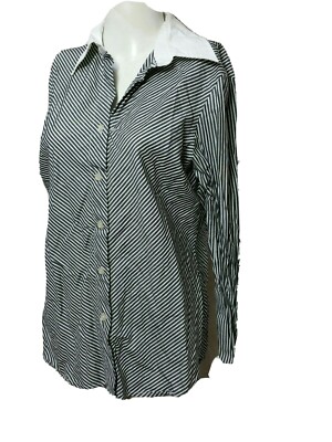 Stephanie parks Women NEW MEDIUM  Striped button down career Shirt(#2304