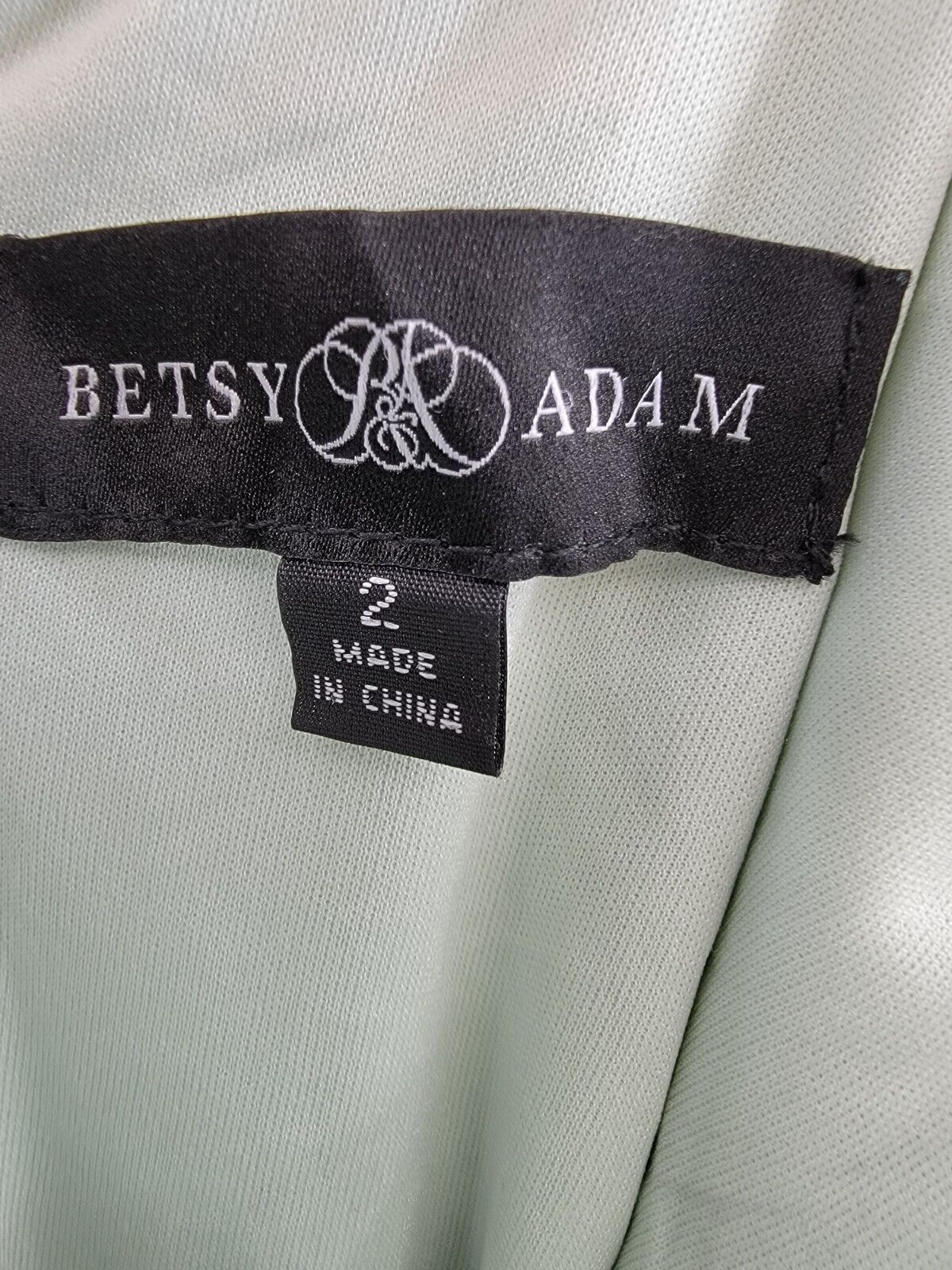 Betsy & Adam Sequin-Embellished Draped-Neck Gown Women's 2 Sage Back Zip Closure - Picture 8 of 14