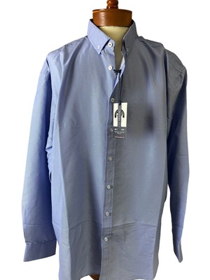 International Report Men s Size 2X Blue Micro Touch Button Front Shirt L/S NWT
