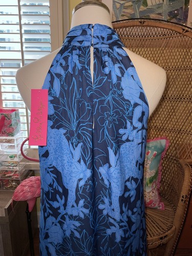 Pre-owned Lilly Pulitzer Donita Maxi Dress Navy Spotting A Pattern Size 4,16 In Multicolor