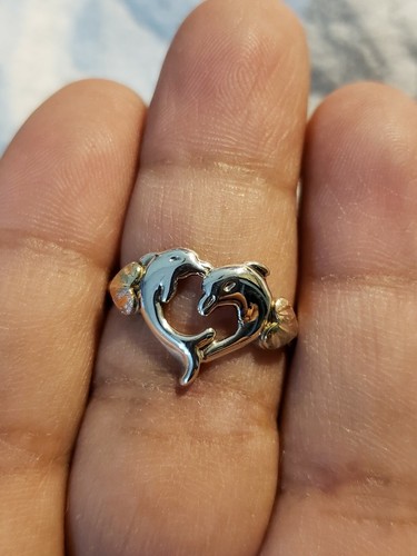 Black Hills Gold Dolphin Sterling Silver Ring 6.75 030219-070